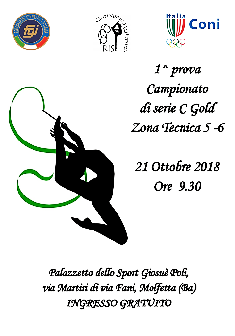 ASD Ginnastica Ritmica IRIS Pubblicato da Gianluca Valente · 19 ottobre alle ore 10:36 ·  A Molfetta l’Iris organizza il Campionato di C Gold